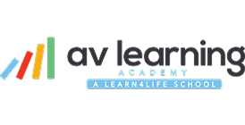 AV Learning Academy logo on black background.