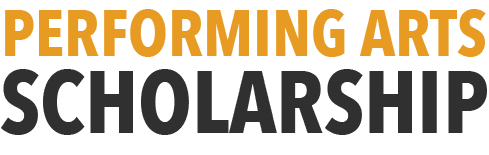 Performing Arts Scholarship text on black background.