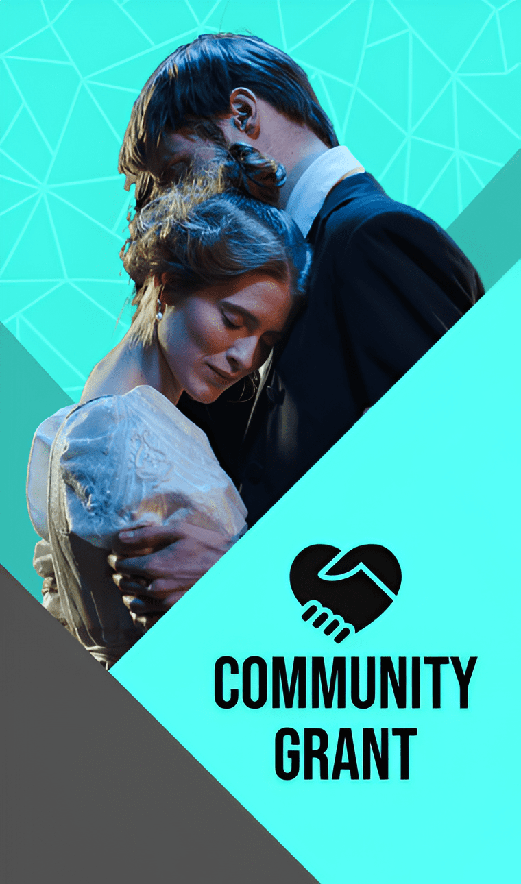 Couple embracing, "Community Grant" text below.